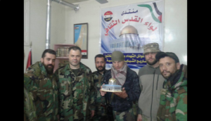 Senior Quds Brigade combatants with an alleged Russian officer, March 2016. 
