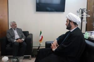 Akram al Kabi greeted by Saeed Jalili, the supreme leader's representative in the Supreme National Security Council, in Tehran, August 27. Credit: Official Website of Dr. Saeed Jalili.