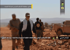 Qassem Soleimani inspecting Harakat Nujaba position in southern Aleppo, as posed on September 6. 