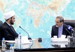 Ali Akbar Velayati, top foreign policy advisor to the supreme leader, meeting with Akram al Kabi in Tehran.