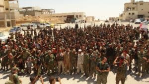 Photo 2. Quds Brigade fighters following the capture of Handarat Camp, posted on October 1. 