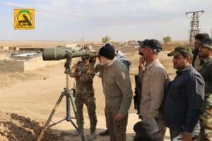 Abu Mahdi al Muhandis, PMF operations commander and deputy to Qassem Soleimani, inspecting positions. Credit: Official PMF social media account. 