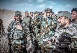 Harakat al Nujaba head Akram Kabi inspecting positions in western Mosul axis, Nov. 5.