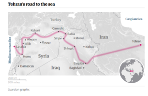 The hypothesized Iranian land corridor. Credit: The Guardian